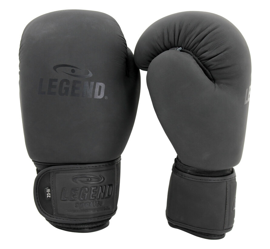 8 oz kinder Leren bokshandschoenen zwart - mat - OP=OP