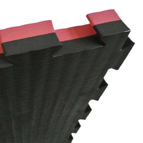 10 x Puzzelmat 100 x 100 x +- 2,5 Zwart/rood - Gratis verzonden