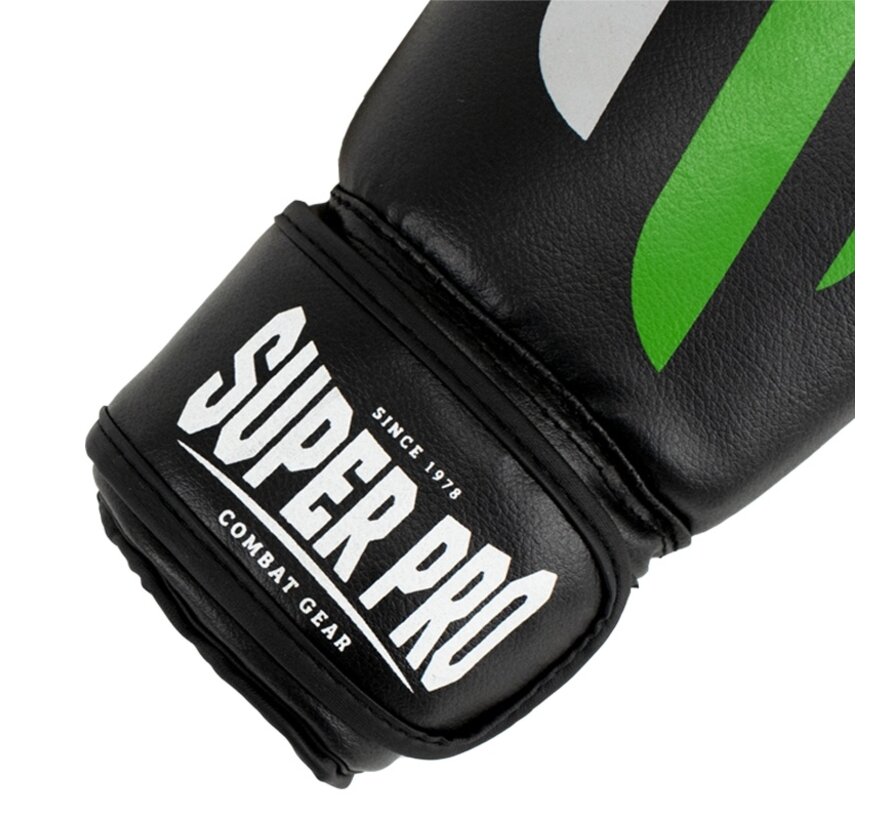 Super Pro Combat Gear (kick)bokshandschoenen Kids No, Zwart,Groen,Zilver