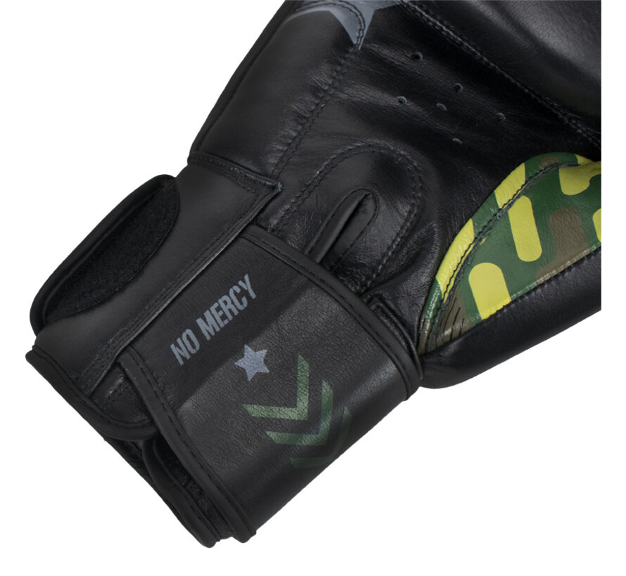 Super Pro Combat Gear (kick)bokshandschoenen Leder No Mercy, zwart - groen - zilver