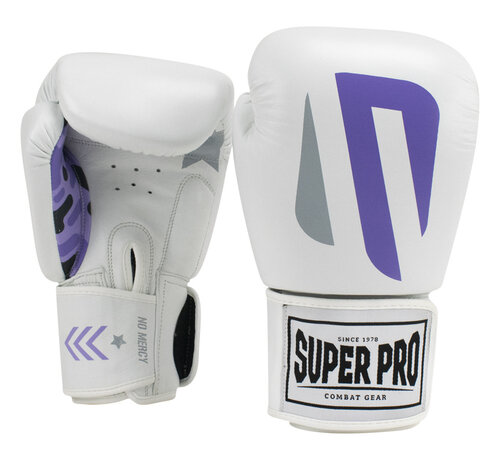 Super Pro Combat Gear Super Pro Combat Gear (kick)bokshandschoenen Leder No, Wit,Paars,Zilver