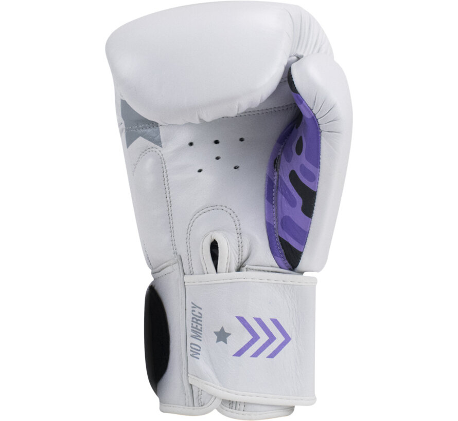 Super Pro Combat Gear (kick)bokshandschoenen Leder No, Wit,Paars,Zilver