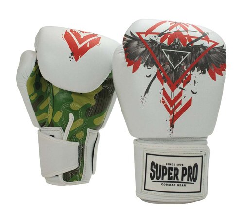 Super Pro Combat Gear Super Pro Combat Gear (kick)bokshandschoenen Leder Raven, Rood,Zwart,Wit