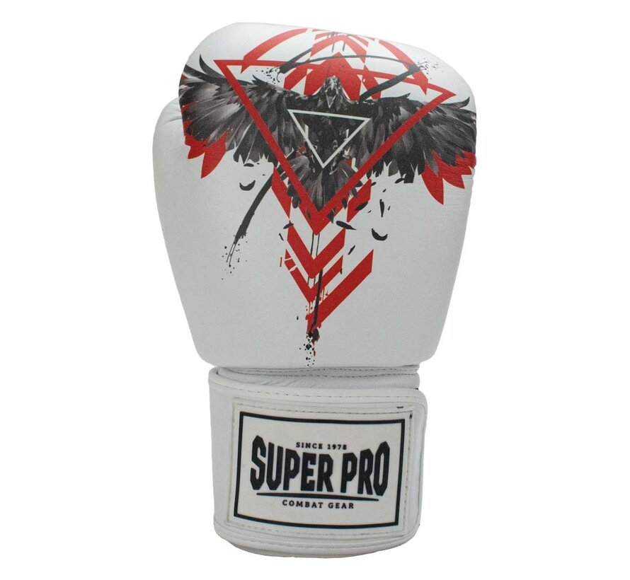 Super Pro Combat Gear (kick)bokshandschoenen Leder Raven, Rood,Zwart,Wit