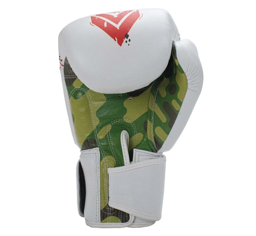 Super Pro Combat Gear (kick)bokshandschoenen Leder Raven, Rood,Zwart,Wit