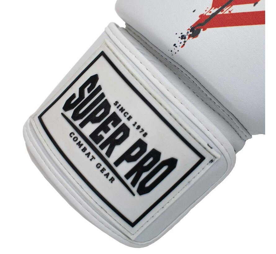 Super Pro Combat Gear (kick)bokshandschoenen Leder Raven, Rood,Zwart,Wit