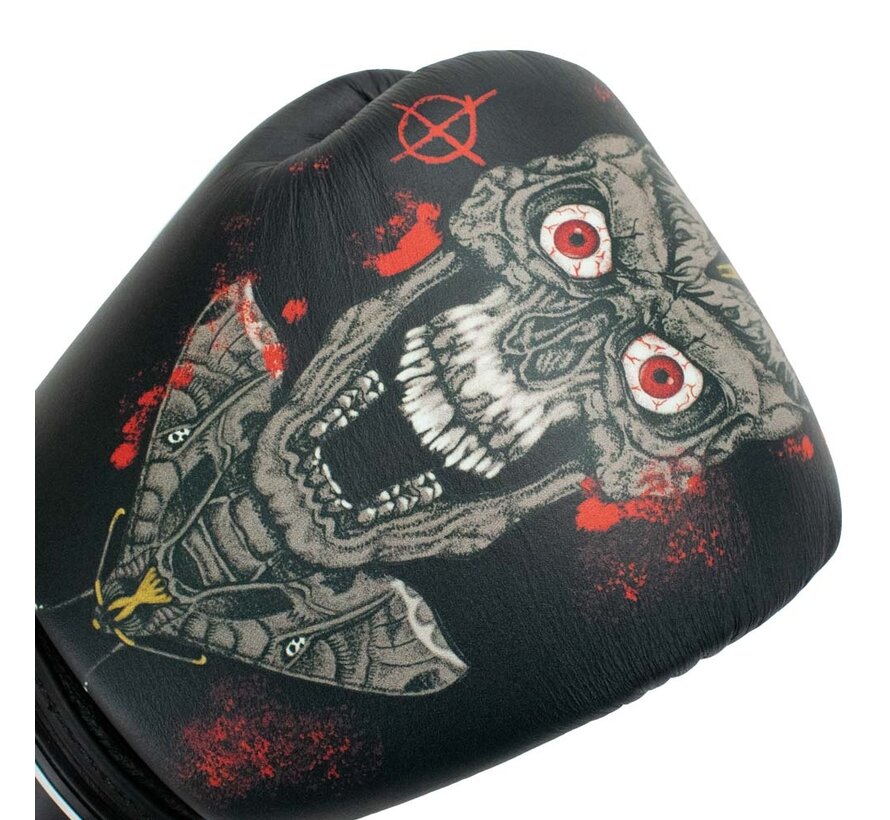 Super Pro Combat Gear (kick)bokshandschoenen Leder Skull, Grijs,Zwart