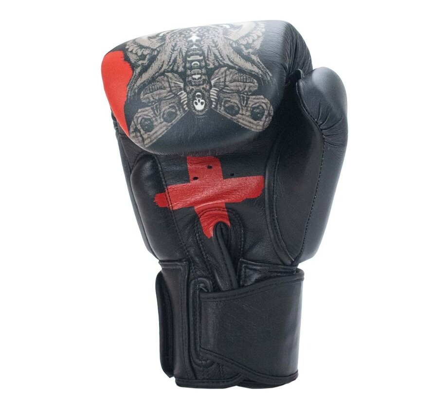 Super Pro Combat Gear (kick)bokshandschoenen Leder Skull, Grijs,Zwart