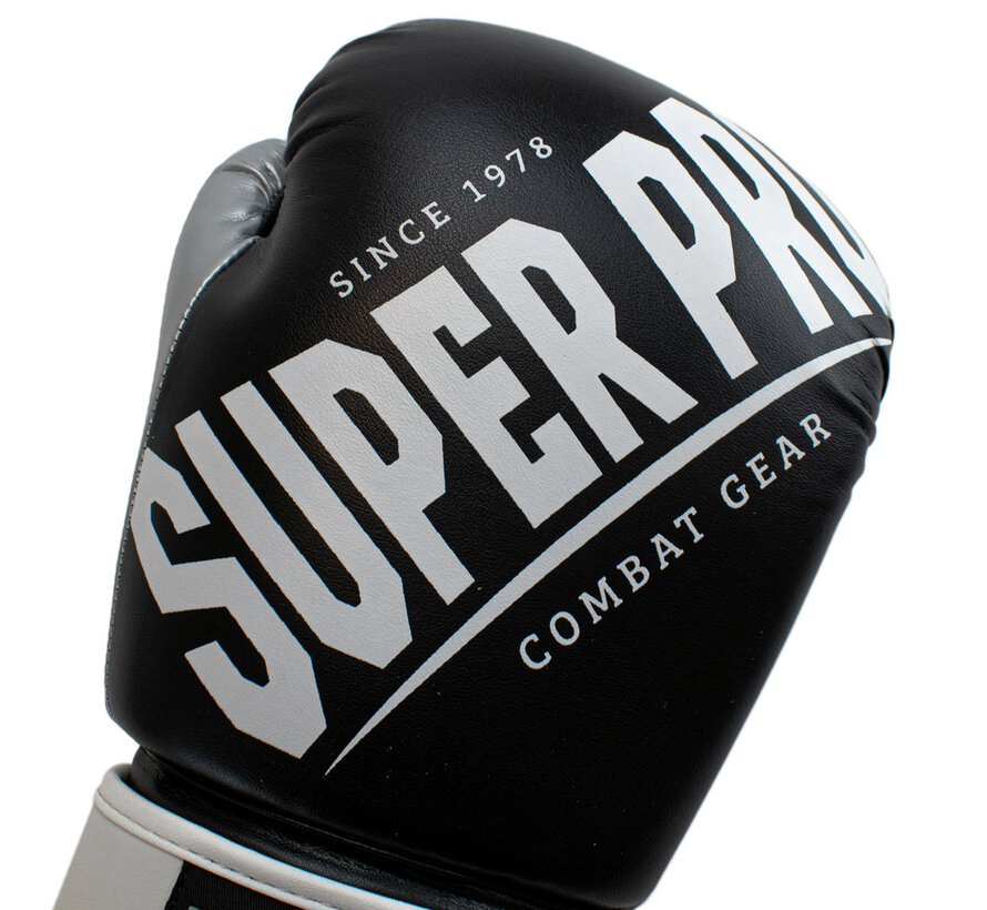 Super Pro Combat Gear (kick)bokshandschoenen, Grijs,Zwart,Wit