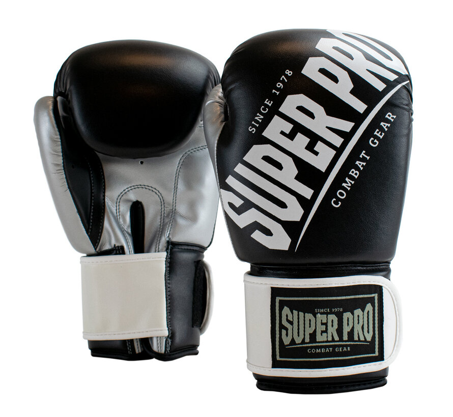 Super Pro Combat Gear (kick)bokshandschoenen, Grijs,Zwart,Wit