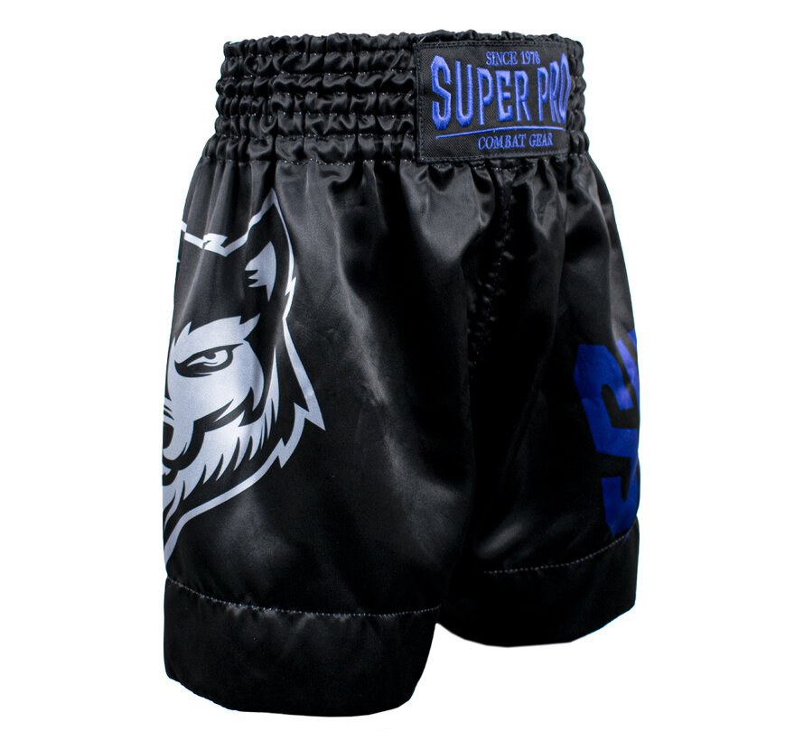Super Pro Combat Gear (Thai)Boxingshort Kids Wolf, Blauw,Grijs,Zwart