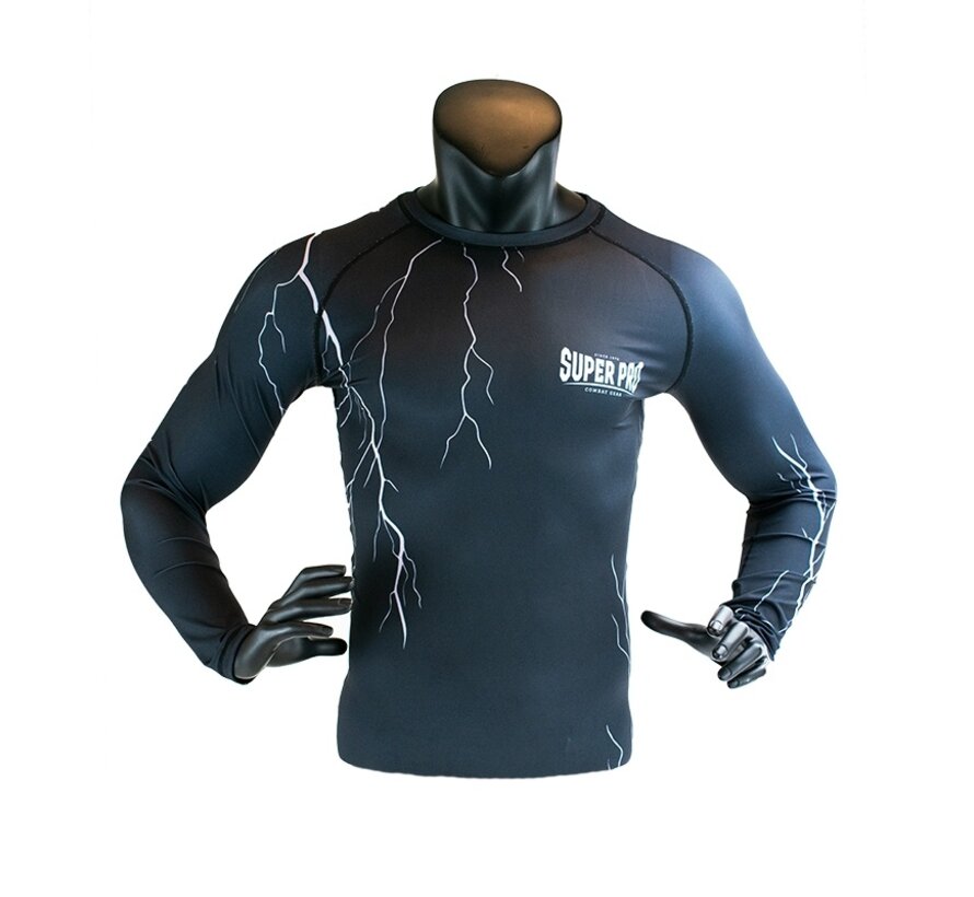 Super Pro Combat Gear Compression Shirt Long Sleeve, Grijs,Zwart