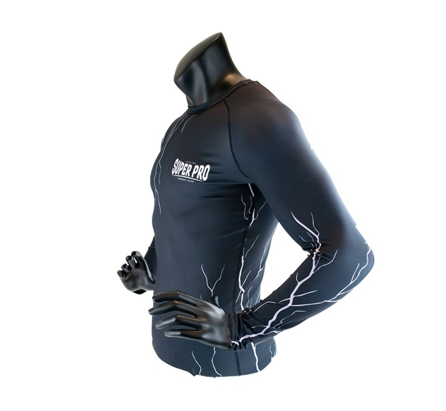 Super Pro Combat Gear Compression Shirt Long Sleeve, Grijs,Zwart