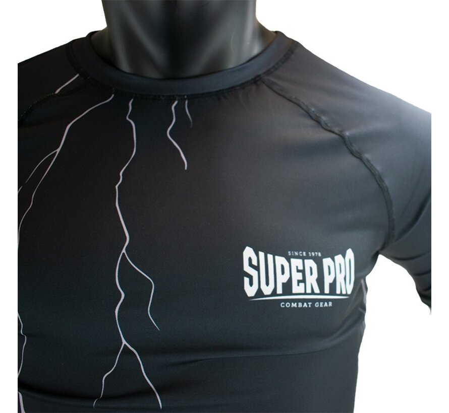 Super Pro Combat Gear Compression Shirt Long Sleeve, Grijs,Zwart
