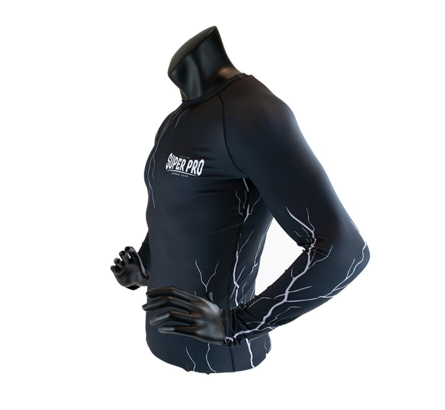 Super Pro Combat Gear Compression Shirt Short Sleeve, Grijs,Zwart