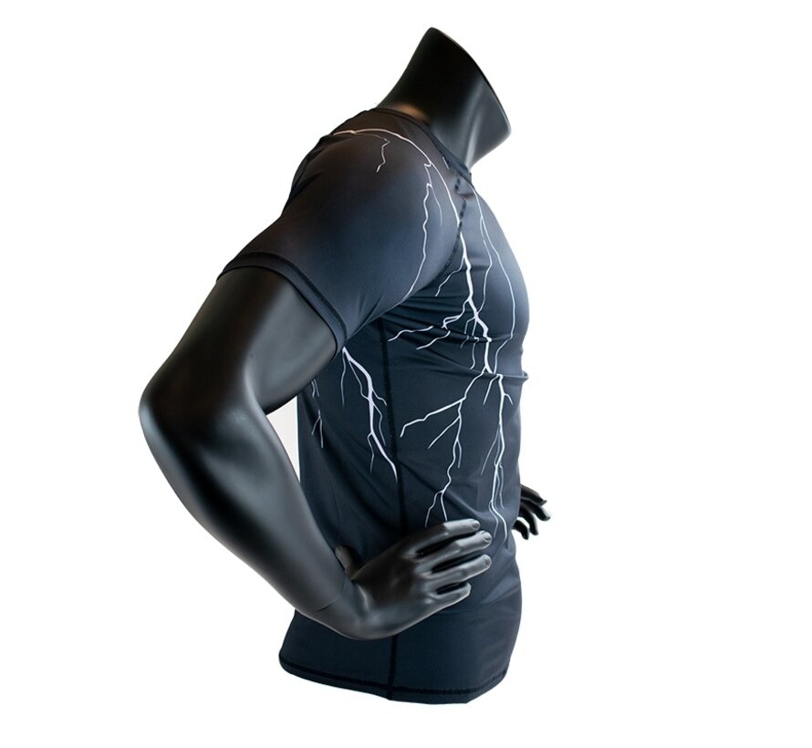 Super Pro Combat Gear Compression Shirt Short Sleeve, Grijs,Zwart