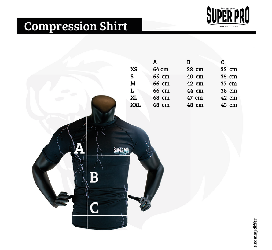Super Pro Combat Gear Compression Shirt Short Sleeve, Grijs,Zwart