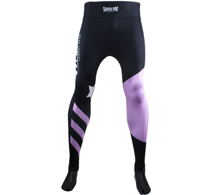 Super Pro Combat Gear Dames Legging No, Wit,Paars,Zilver
