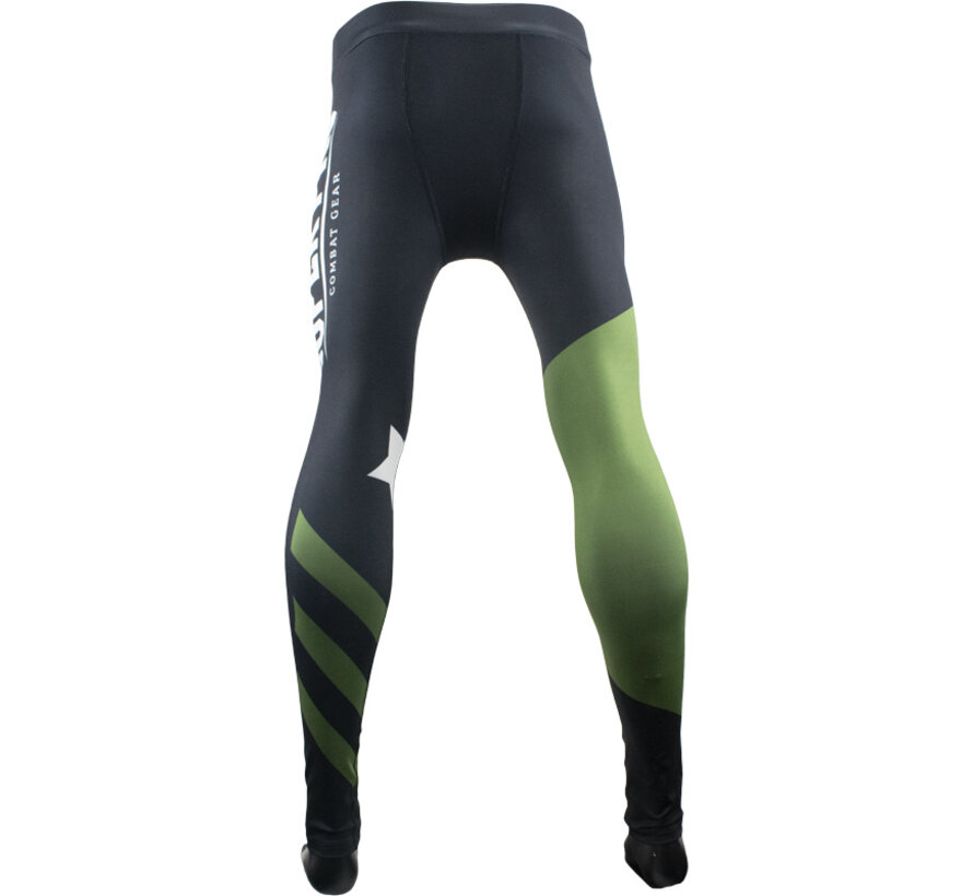 Super Pro Combat Gear Heren Legging No, Zwart,Groen,Zilver