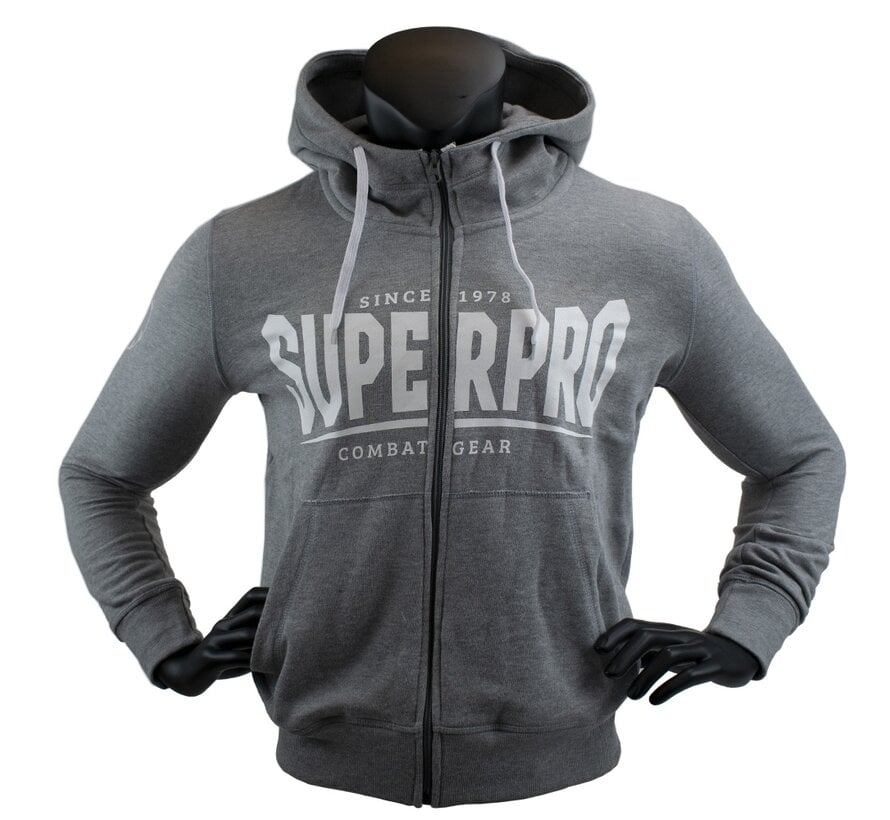 Super Pro Combat Gear Hoody Met Rits S.P., Grijs,Wit