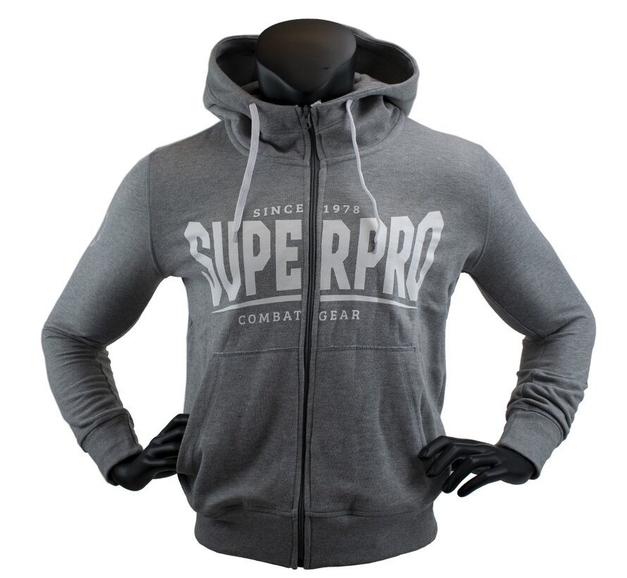 Super Pro Combat Gear Hoody Met Rits S.P., Grijs,Wit