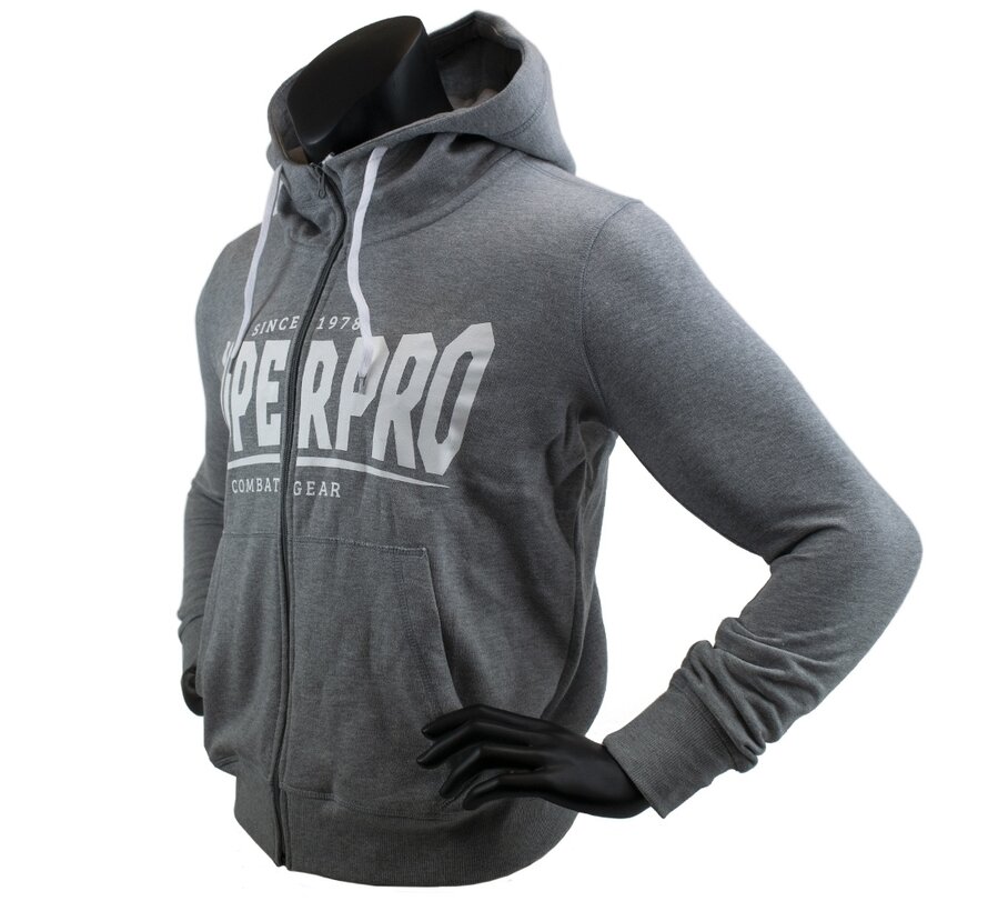 Super Pro Combat Gear Hoody Met Rits S.P., Grijs,Wit