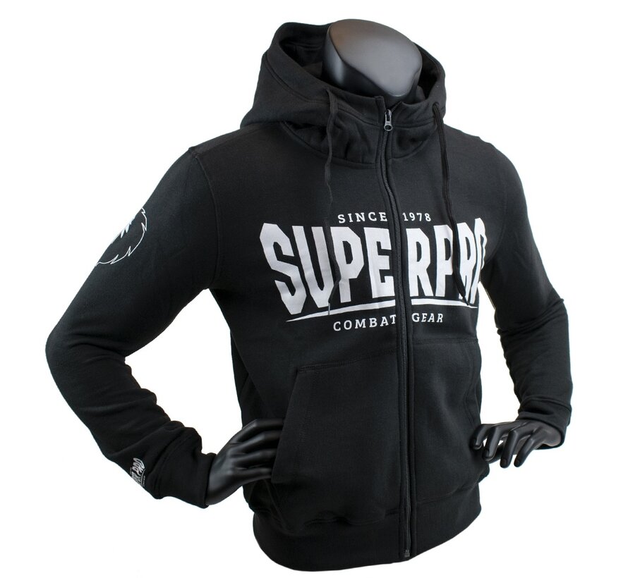 Super Pro Combat Gear Hoody Met Rits S.P., Zwart,Wit
