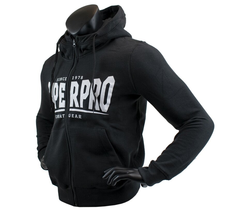 Super Pro Combat Gear Hoody Met Rits S.P., Zwart,Wit
