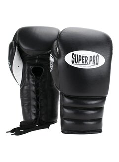 Super Pro Combat Gear Super Pro Combat Gear Knock Out Bokshandschoenen Veter, Zwart,Wit