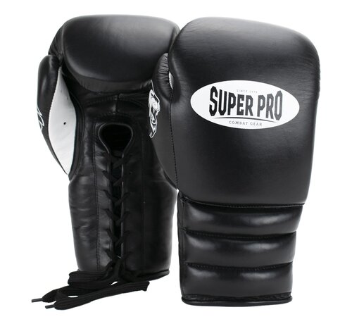 Super Pro Combat Gear Super Pro Combat Gear Knock Out Bokshandschoenen Veter, Zwart,Wit