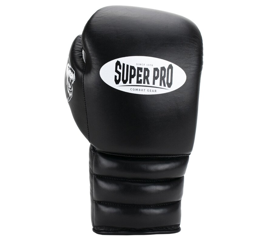 Super Pro Combat Gear Knock Out Bokshandschoenen Veter, Zwart,Wit