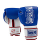 Super Pro Combat Gear Leather Thai Gloves Stripes, Rood,Blauw,Wit