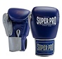 Super Pro Combat Gear Lederen (thai)bokshandschoenen, Blauw,Wit,Zilver