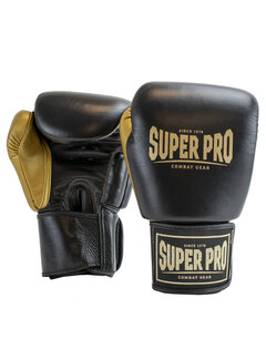 Super Pro Combat Gear Super Pro Combat Gear Lederen (thai)bokshandschoenen, Goud,Zwart