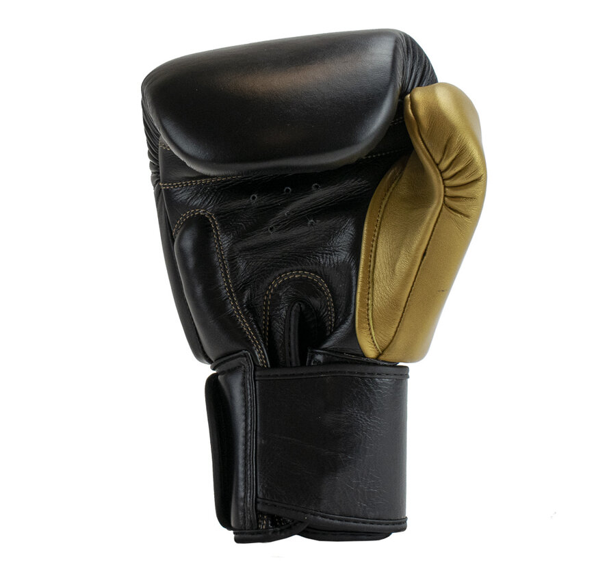 Super Pro Combat Gear Lederen (thai)bokshandschoenen, Goud,Zwart