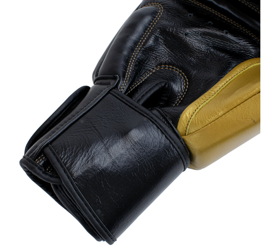 Super Pro Combat Gear Lederen (thai)bokshandschoenen, Goud,Zwart