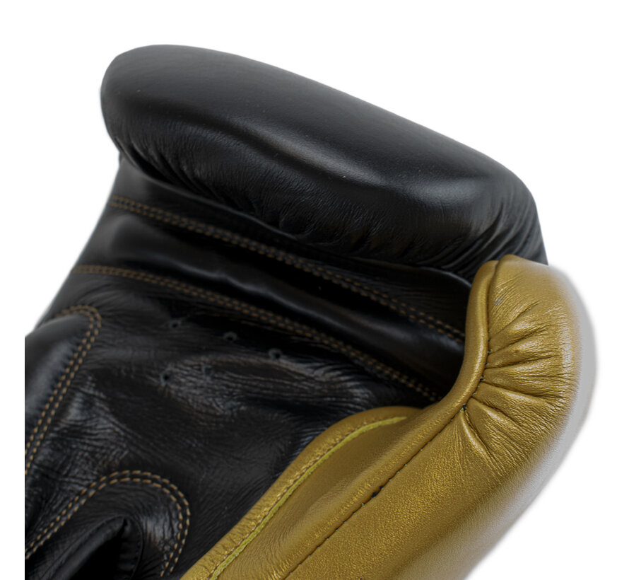 Super Pro Combat Gear Lederen (thai)bokshandschoenen, Goud,Zwart