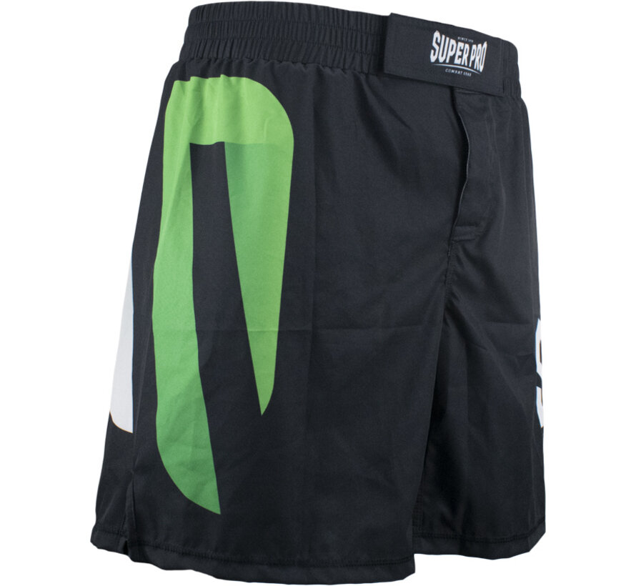 Super Pro Combat Gear Mma Short No, Zwart,Groen,Zilver