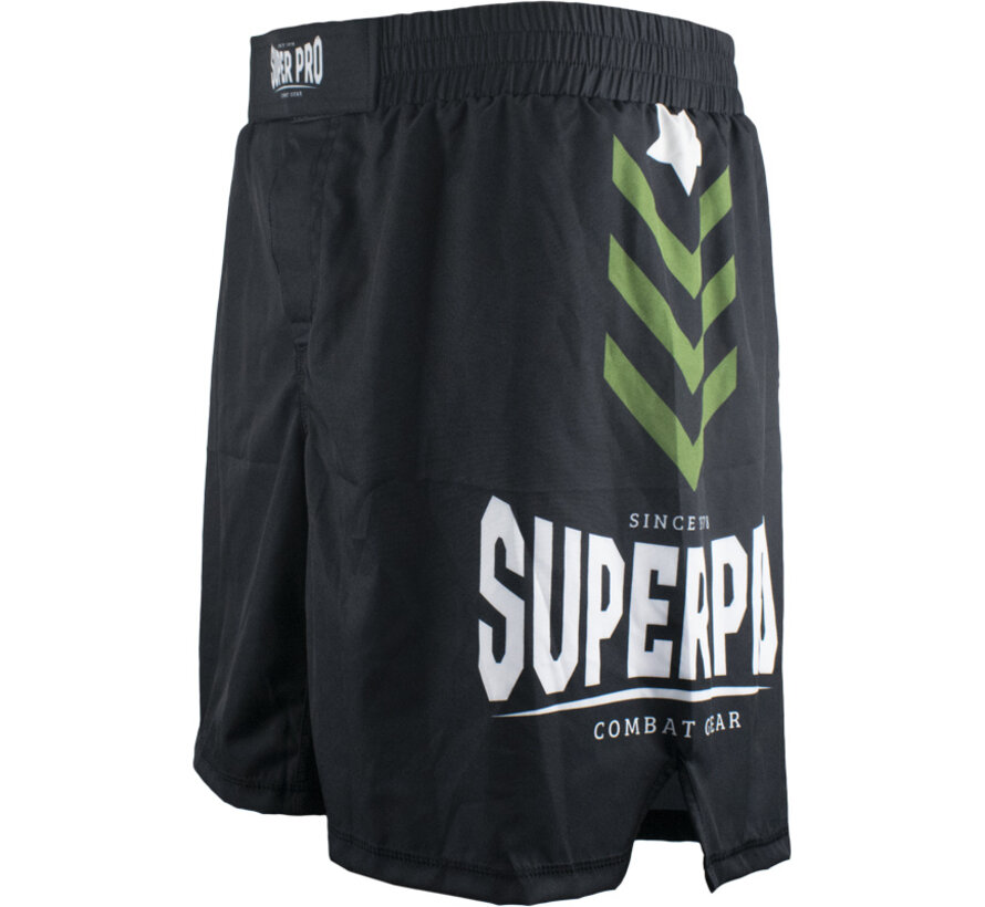 Super Pro Combat Gear Mma Short No, Zwart,Groen,Zilver