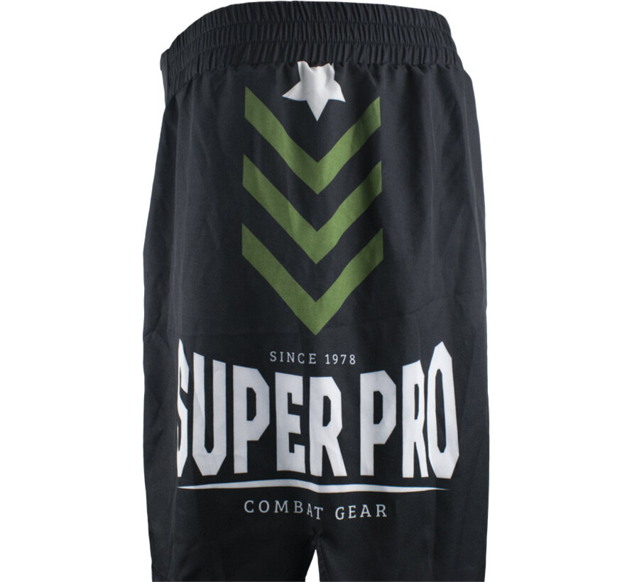 Super Pro Combat Gear Mma Short No, Zwart,Groen,Zilver