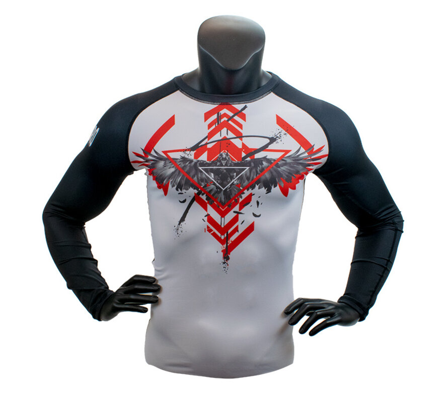 Super Pro Combat Gear Rashguard Longsleeve, Rood,Zwart,Wit