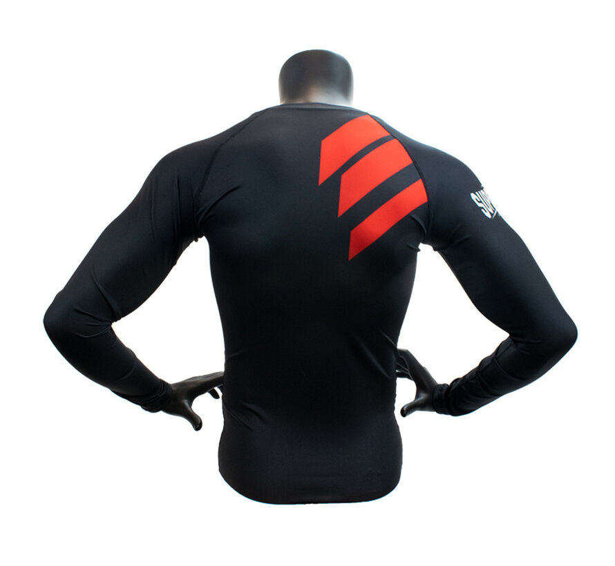 Super Pro Combat Gear Rashguard Longsleeve, Rood,Zwart,Wit