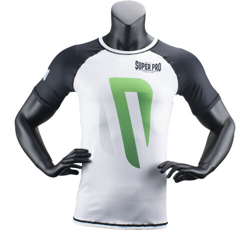 Super Pro Combat Gear Super Pro Combat Gear Rashguard Shortsleeve No, Zwart,Groen,Zilver