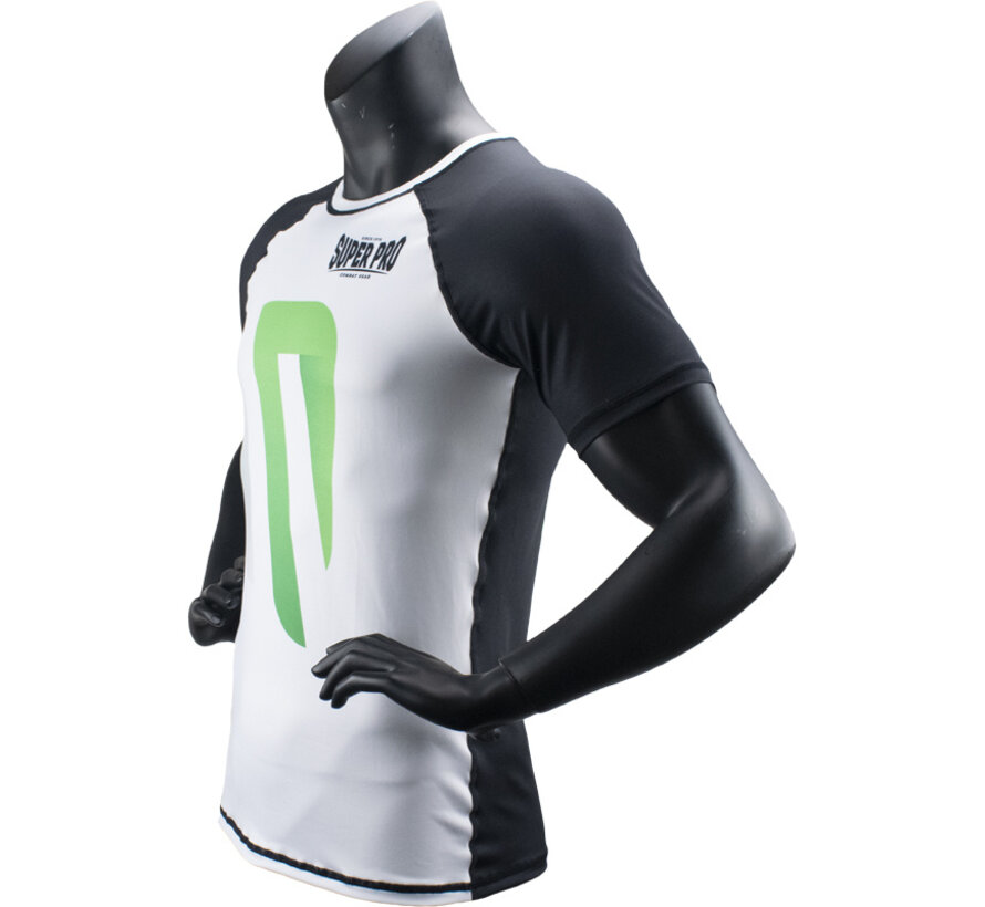 Super Pro Combat Gear Rashguard Shortsleeve No, Zwart,Groen,Zilver