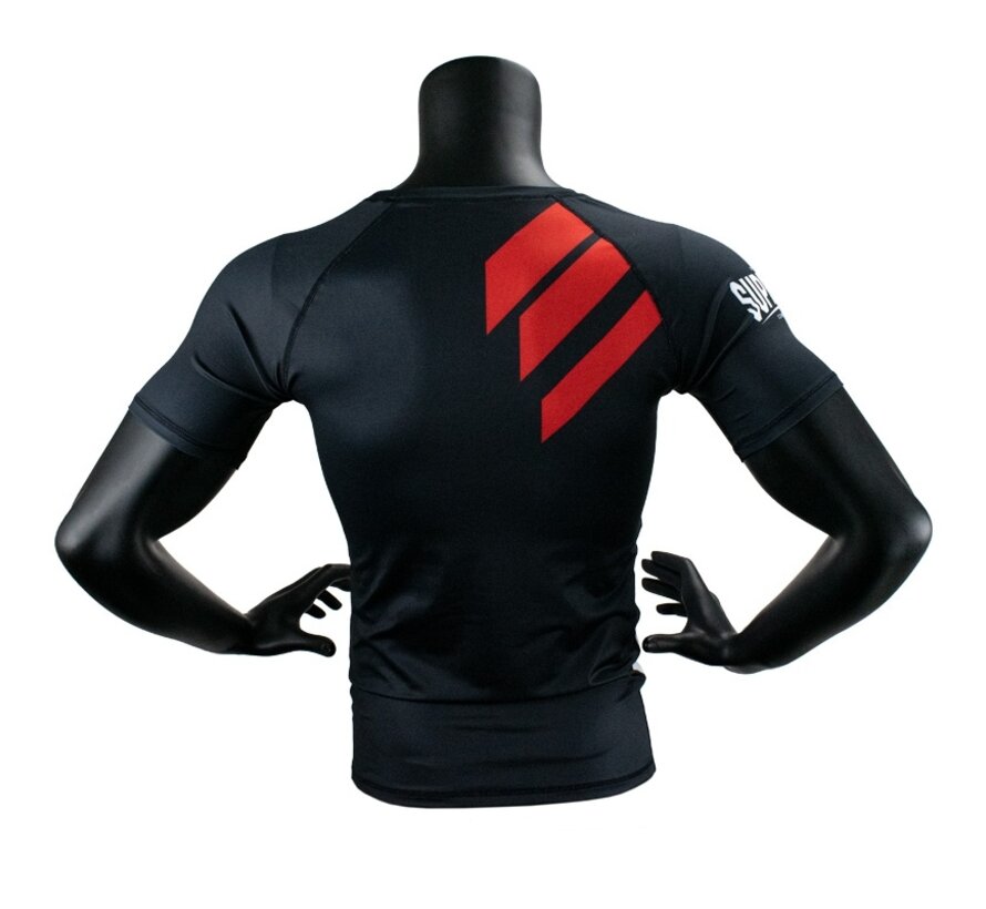 Super Pro Combat Gear Rashguard Shortsleeve, Rood,Zwart,Wit