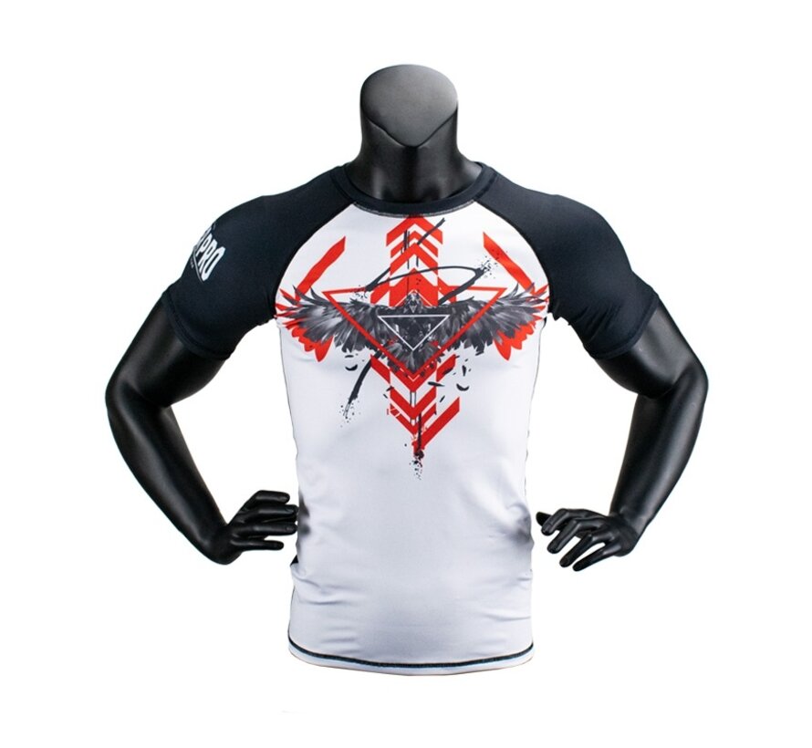 Super Pro Combat Gear Rashguard Shortsleeve, Rood,Zwart,Wit