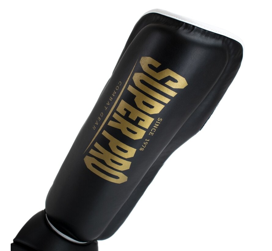 Super Pro Combat Gear Scheenbeschermer Protector, Goud,Zwart,Wit