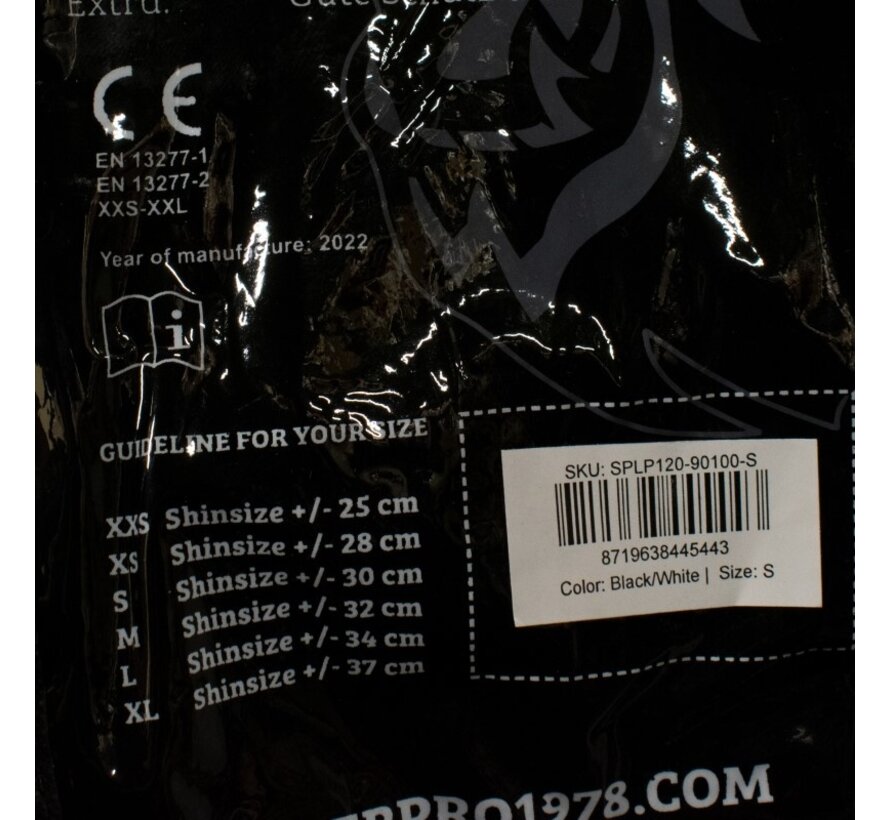 Super Pro Combat Gear Scheenbeschermer Protector, Goud,Zwart,Wit