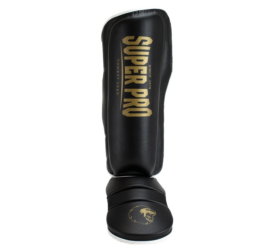 Super Pro Combat Gear Scheenbeschermer Protector, Goud,Zwart,Wit