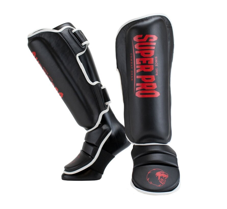 Super Pro Combat Gear Scheenbeschermer Protector, Rood,Zwart,Wit